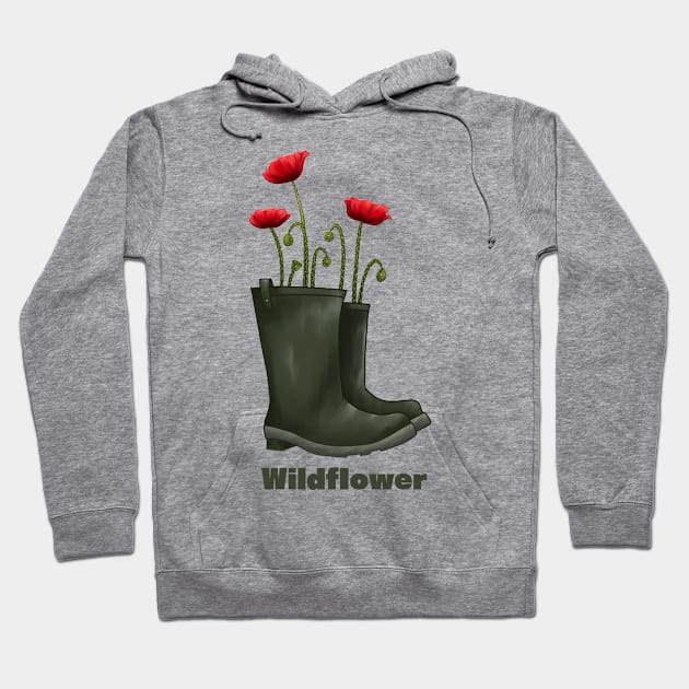 Wildflower Poppies in Rainboots Hoodie by Pastel.Punkk